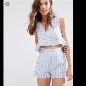 Boohoo Striped Ruffle Co-Ord Set